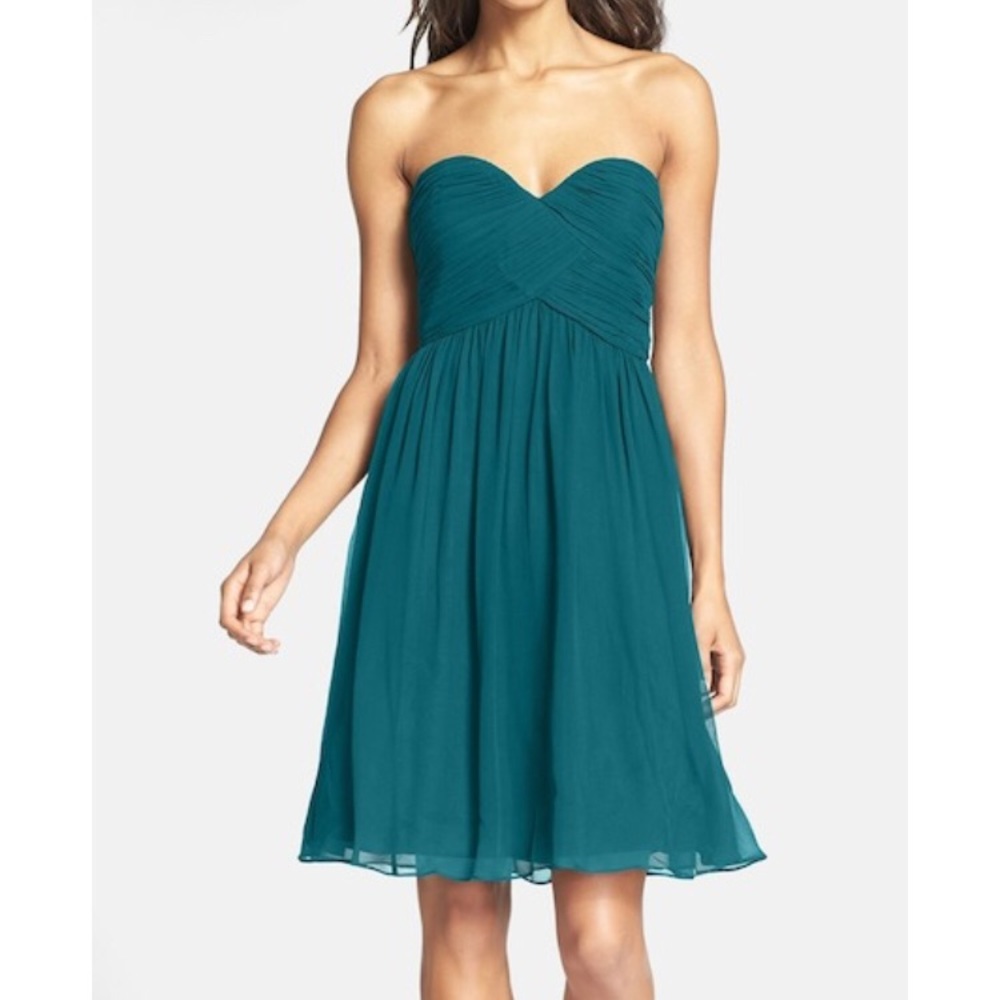 Donna Morgan strapless Teal Dress